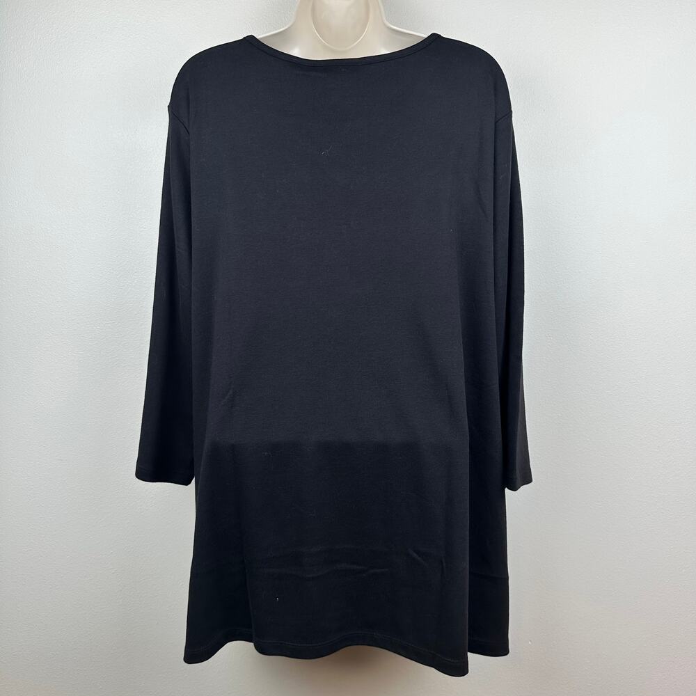 NEW Quacker Factory Women's Top The Web Embroidered Beaded V-Neck Black 2X - Picture 5 of 11